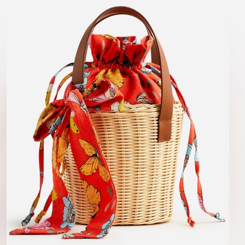 J. Crew - Dauphinette x J. Crew Wicker Basket Bag in Red Blooms